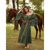 image:imageScarlet Darkness Renaissance Costume Women Off Shoulder Bell Sleeve Tiered Maxi DressOlive Green
