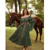 image:imageScarlet Darkness Renaissance Costume Women Off Shoulder Bell Sleeve Tiered Maxi DressOlive Green