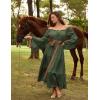 image:imageScarlet Darkness Renaissance Costume Women Off Shoulder Bell Sleeve Tiered Maxi DressOlive Green