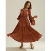 image:imageScarlet Darkness Renaissance Costume Women Off Shoulder Bell Sleeve Tiered Maxi DressRust