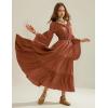 image:imageScarlet Darkness Renaissance Costume Women Off Shoulder Bell Sleeve Tiered Maxi DressRust