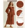image:imageScarlet Darkness Renaissance Costume Women Off Shoulder Bell Sleeve Tiered Maxi DressRust