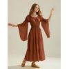 image:imageScarlet Darkness Renaissance Costume Women Off Shoulder Bell Sleeve Tiered Maxi DressRust