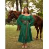 image:imageScarlet Darkness Renaissance Costume Women Off Shoulder Bell Sleeve Tiered Maxi DressUltramarine Green