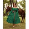 image:imageScarlet Darkness Renaissance Costume Women Off Shoulder Bell Sleeve Tiered Maxi DressUltramarine Green
