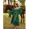 image:imageScarlet Darkness Renaissance Costume Women Off Shoulder Bell Sleeve Tiered Maxi DressUltramarine Green