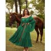image:imageScarlet Darkness Renaissance Costume Women Off Shoulder Bell Sleeve Tiered Maxi DressUltramarine Green