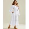 image:imageScarlet Darkness Renaissance Costume Women Off Shoulder Bell Sleeve Tiered Maxi DressWhite