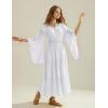 image:imageScarlet Darkness Renaissance Costume Women Off Shoulder Bell Sleeve Tiered Maxi DressWhite