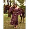 image:imageScarlet Darkness Renaissance Costume Women Off Shoulder Bell Sleeve Tiered Maxi DressWine