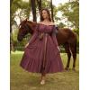 image:imageScarlet Darkness Renaissance Costume Women Off Shoulder Bell Sleeve Tiered Maxi DressWine