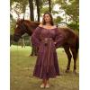 image:imageScarlet Darkness Renaissance Costume Women Off Shoulder Bell Sleeve Tiered Maxi DressWine