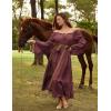 image:imageScarlet Darkness Renaissance Costume Women Off Shoulder Bell Sleeve Tiered Maxi DressWine