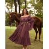 image:imageScarlet Darkness Renaissance Costume Women Off Shoulder Bell Sleeve Tiered Maxi DressWine
