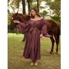 image:imageScarlet Darkness Renaissance Costume Women Off Shoulder Bell Sleeve Tiered Maxi DressWine