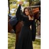 image:imageScarlet Darkness Renaissance Costume Women Pirate Dresses Split Bell Sleeve Medieval Ren Faire Dress with PocketsBlack