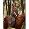 image:imageScarlet Darkness Renaissance Costume Women Pirate Dresses Split Bell Sleeve Medieval Ren Faire Dress with PocketsBrown