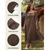 image:imageScarlet Darkness Renaissance Costume Women Pirate Dresses Split Bell Sleeve Medieval Ren Faire Dress with PocketsBrown