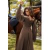 image:imageScarlet Darkness Renaissance Costume Women Pirate Dresses Split Bell Sleeve Medieval Ren Faire Dress with PocketsBrown