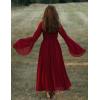 image:imageScarlet Darkness Renaissance Costume Women Pirate Dresses Split Bell Sleeve Medieval Ren Faire Dress with PocketsDark Red