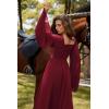 image:imageScarlet Darkness Renaissance Costume Women Pirate Dresses Split Bell Sleeve Medieval Ren Faire Dress with PocketsDark Red