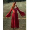 image:imageScarlet Darkness Renaissance Costume Women Pirate Dresses Split Bell Sleeve Medieval Ren Faire Dress with PocketsDark Red