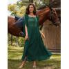 image:imageScarlet Darkness Renaissance Costume Women Pirate Dresses Split Bell Sleeve Medieval Ren Faire Dress with PocketsForest Green
