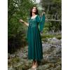 image:imageScarlet Darkness Renaissance Costume Women Pirate Dresses Split Bell Sleeve Medieval Ren Faire Dress with PocketsForest Green