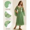 image:imageScarlet Darkness Renaissance Costume Women Pirate Dresses Split Bell Sleeve Medieval Ren Faire Dress with PocketsLight Green