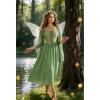 image:imageScarlet Darkness Renaissance Costume Women Pirate Dresses Split Bell Sleeve Medieval Ren Faire Dress with PocketsLight Green