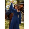 image:imageScarlet Darkness Renaissance Costume Women Pirate Dresses Split Bell Sleeve Medieval Ren Faire Dress with PocketsNavy Blue