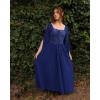 image:imageScarlet Darkness Renaissance Costume Women Pirate Dresses Split Bell Sleeve Medieval Ren Faire Dress with PocketsNavy Blue