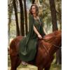 image:imageScarlet Darkness Renaissance Costume Women Pirate Dresses Split Bell Sleeve Medieval Ren Faire Dress with PocketsOlive Green