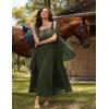 image:imageScarlet Darkness Renaissance Costume Women Pirate Dresses Split Bell Sleeve Medieval Ren Faire Dress with PocketsOlive Green