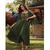 image:imageScarlet Darkness Renaissance Costume Women Pirate Dresses Split Bell Sleeve Medieval Ren Faire Dress with PocketsOlive Green