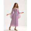 image:imageScarlet Darkness Renaissance Costume Women Pirate Dresses Split Bell Sleeve Medieval Ren Faire Dress with PocketsPink Purple