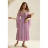 image:imageScarlet Darkness Renaissance Costume Women Pirate Dresses Split Bell Sleeve Medieval Ren Faire Dress with PocketsPink Purple