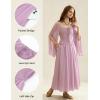 image:imageScarlet Darkness Renaissance Costume Women Pirate Dresses Split Bell Sleeve Medieval Ren Faire Dress with PocketsPink Purple