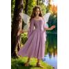 image:imageScarlet Darkness Renaissance Costume Women Pirate Dresses Split Bell Sleeve Medieval Ren Faire Dress with PocketsPink Purple