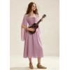 image:imageScarlet Darkness Renaissance Costume Women Pirate Dresses Split Bell Sleeve Medieval Ren Faire Dress with PocketsPink Purple