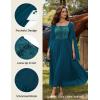 image:imageScarlet Darkness Renaissance Costume Women Pirate Dresses Split Bell Sleeve Medieval Ren Faire Dress with PocketsTeal Blue