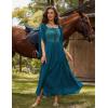 image:imageScarlet Darkness Renaissance Costume Women Pirate Dresses Split Bell Sleeve Medieval Ren Faire Dress with PocketsTeal Blue