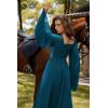 image:imageScarlet Darkness Renaissance Costume Women Pirate Dresses Split Bell Sleeve Medieval Ren Faire Dress with PocketsTeal Blue