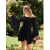 image:imageScarlet Darkness Renaissance Costume Women Pirate Peasant Off Shoulder Bell Sleeve Fairy DressBlack