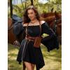 image:imageScarlet Darkness Renaissance Costume Women Pirate Peasant Off Shoulder Bell Sleeve Fairy DressBlack