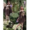 image:imageScarlet Darkness Renaissance Costume Women Pirate Peasant Off Shoulder Bell Sleeve Fairy DressBrown