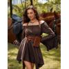image:imageScarlet Darkness Renaissance Costume Women Pirate Peasant Off Shoulder Bell Sleeve Fairy DressBrown
