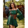 image:imageScarlet Darkness Renaissance Costume Women Pirate Peasant Off Shoulder Bell Sleeve Fairy DressGreen