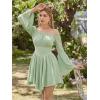 image:imageScarlet Darkness Renaissance Costume Women Pirate Peasant Off Shoulder Bell Sleeve Fairy DressLight Green