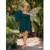 image:imageScarlet Darkness Renaissance Costume Women Pirate Peasant Off Shoulder Bell Sleeve Fairy DressPeacock Blue